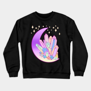 Pastel Goth Crystal Cluster Witchy Moon Crewneck Sweatshirt